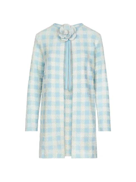 gingham-pattern flower-appliqué coat by OSCAR DE LA RENTA