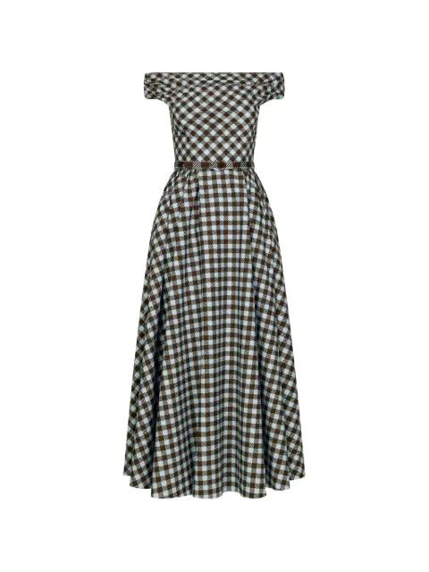 gingham-pattern off-shoulder dress by OSCAR DE LA RENTA