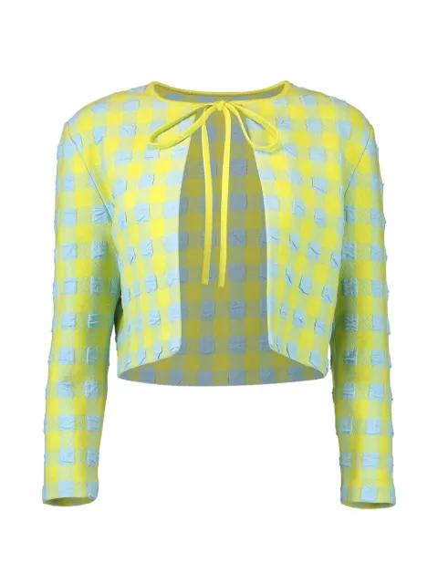gingham-pattern tie-fastening cardigan by OSCAR DE LA RENTA