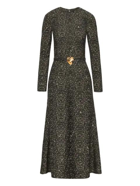 heart belt midi dress by OSCAR DE LA RENTA