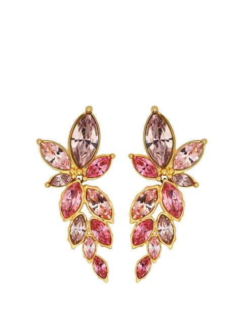 navette crystal drop clip-on earrings by OSCAR DE LA RENTA