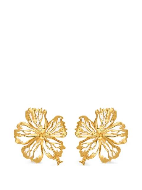 openwork hibiscus earrings by OSCAR DE LA RENTA