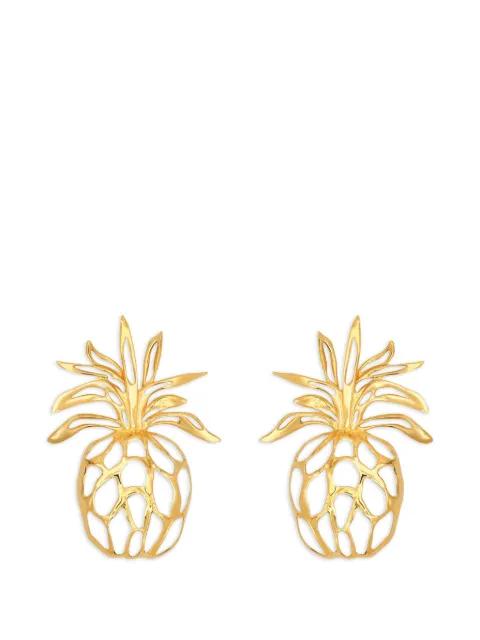 openwork pineapple clip-on earrings by OSCAR DE LA RENTA