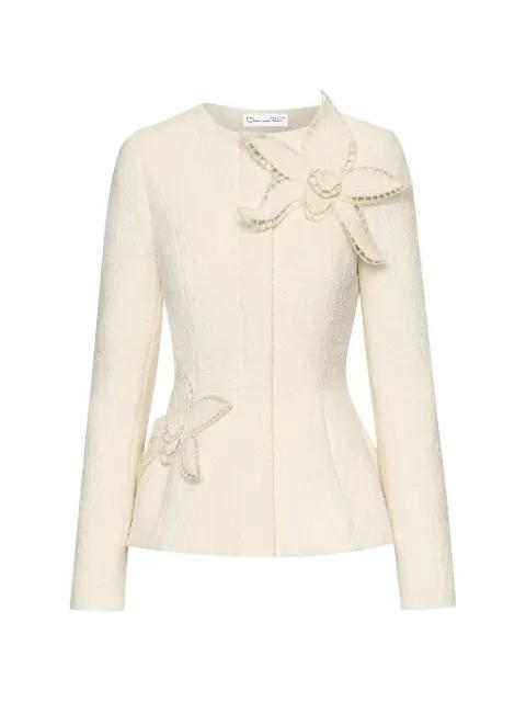orchid-embroidered tweed jacket by OSCAR DE LA RENTA