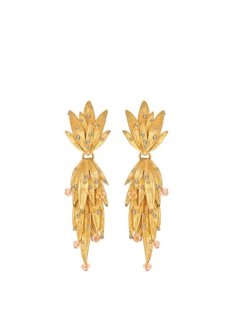 palm leaf clip-on earrings by OSCAR DE LA RENTA