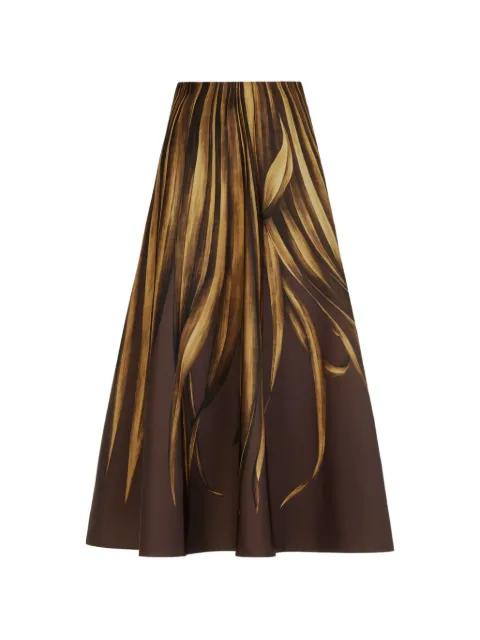 palm leaves faille skirt by OSCAR DE LA RENTA