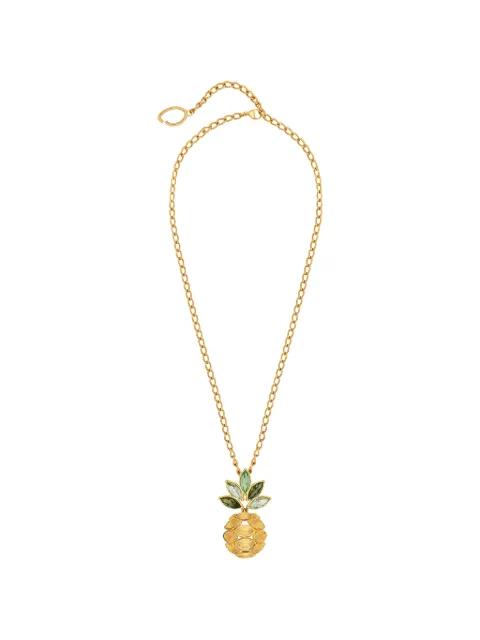 pineapple crystal leaf pendant necklace by OSCAR DE LA RENTA