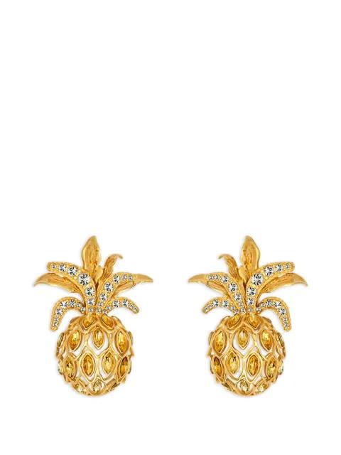 pineapple pavé clip-on earrings by OSCAR DE LA RENTA