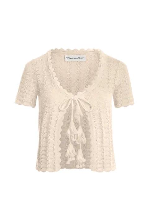 pointelle weave cardigan by OSCAR DE LA RENTA