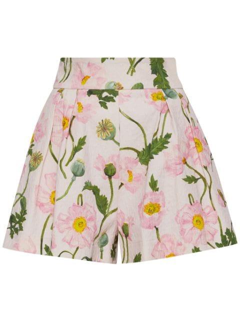 poppy-print cloqué shorts by OSCAR DE LA RENTA