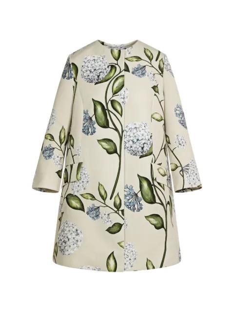 porcelain-flower crew-neck coat by OSCAR DE LA RENTA