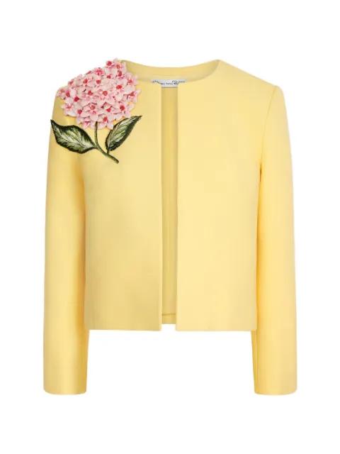 porcelain flower-embroidered jacket by OSCAR DE LA RENTA
