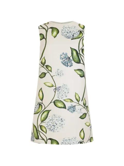 porcelain flower faille shift dress by OSCAR DE LA RENTA