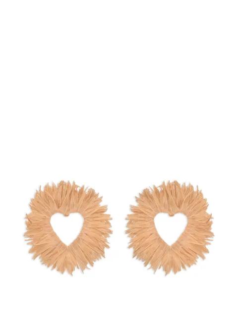 raffia heart earrings by OSCAR DE LA RENTA