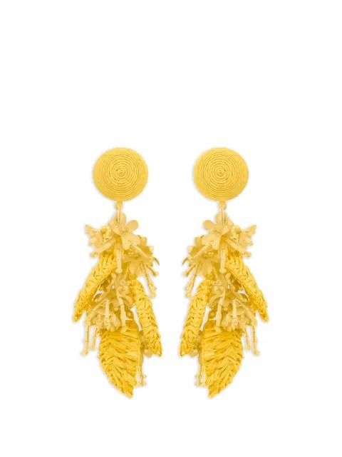 raffia tassel bouquet clip-on earrings by OSCAR DE LA RENTA