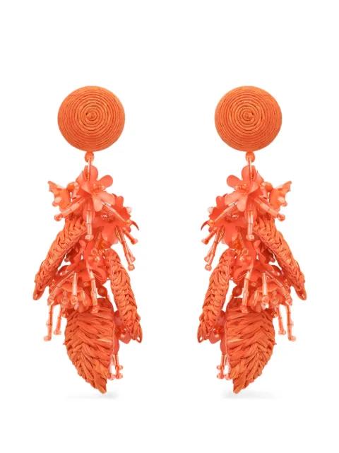 raffia tassel bouquet clip-on earrings by OSCAR DE LA RENTA