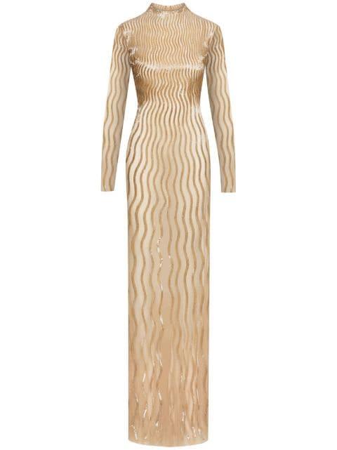 sequinned-wave tulle gown by OSCAR DE LA RENTA