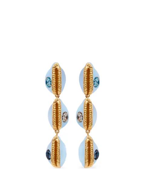 shell crystal drop earrings by OSCAR DE LA RENTA