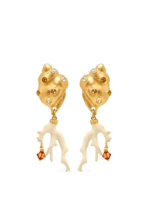 shell drop earrings by OSCAR DE LA RENTA