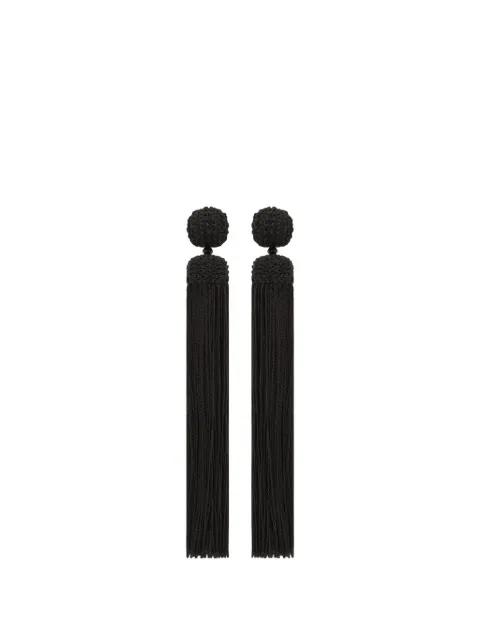 silk rope tassel clip-on earrings by OSCAR DE LA RENTA