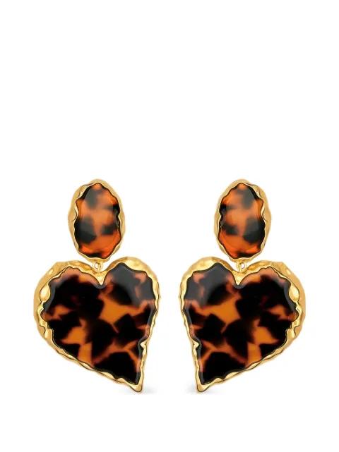 tortoise stone heart clip-on earrings by OSCAR DE LA RENTA