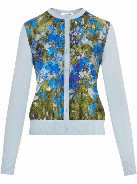 watercolour-print cardigan by OSCAR DE LA RENTA
