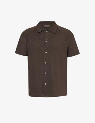 Albin marled-pattern linen-blend polo shirt by OSCAR JACOBSON