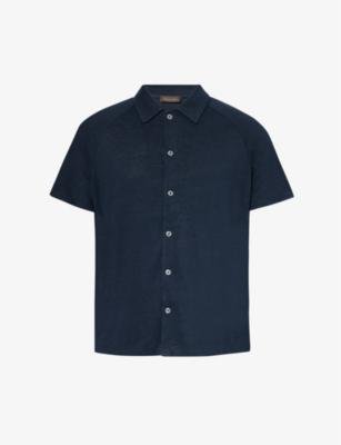 Albin marled-pattern linen-blend polo shirt by OSCAR JACOBSON