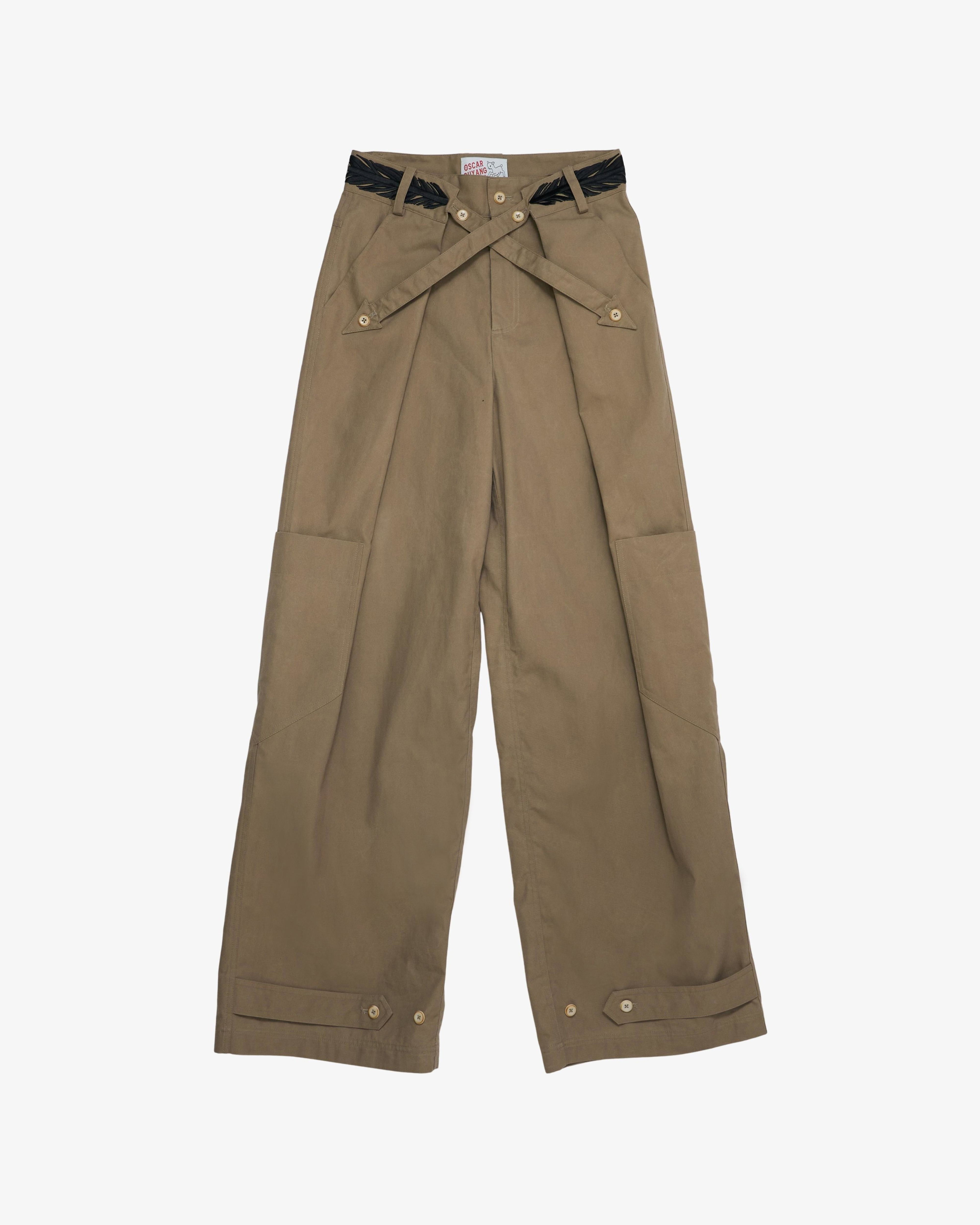 OSCAR OUYANG - Men's Beige Cross Arrow Trousers - (Beige) by OSCAR OUYANG