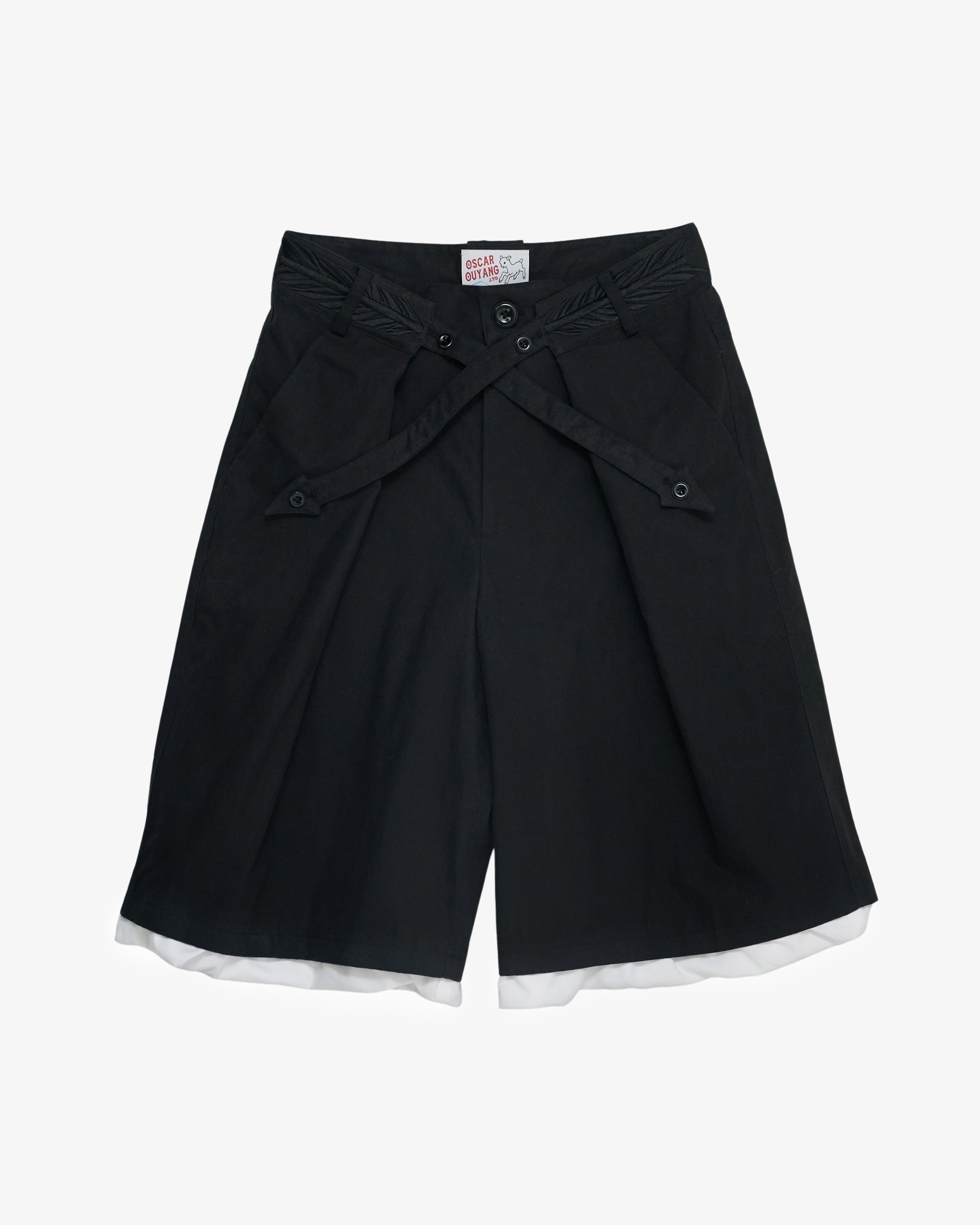 OSCAR OUYANG - Men's Black Cross Arrow Pantaloon Shorts - (Black) by OSCAR OUYANG