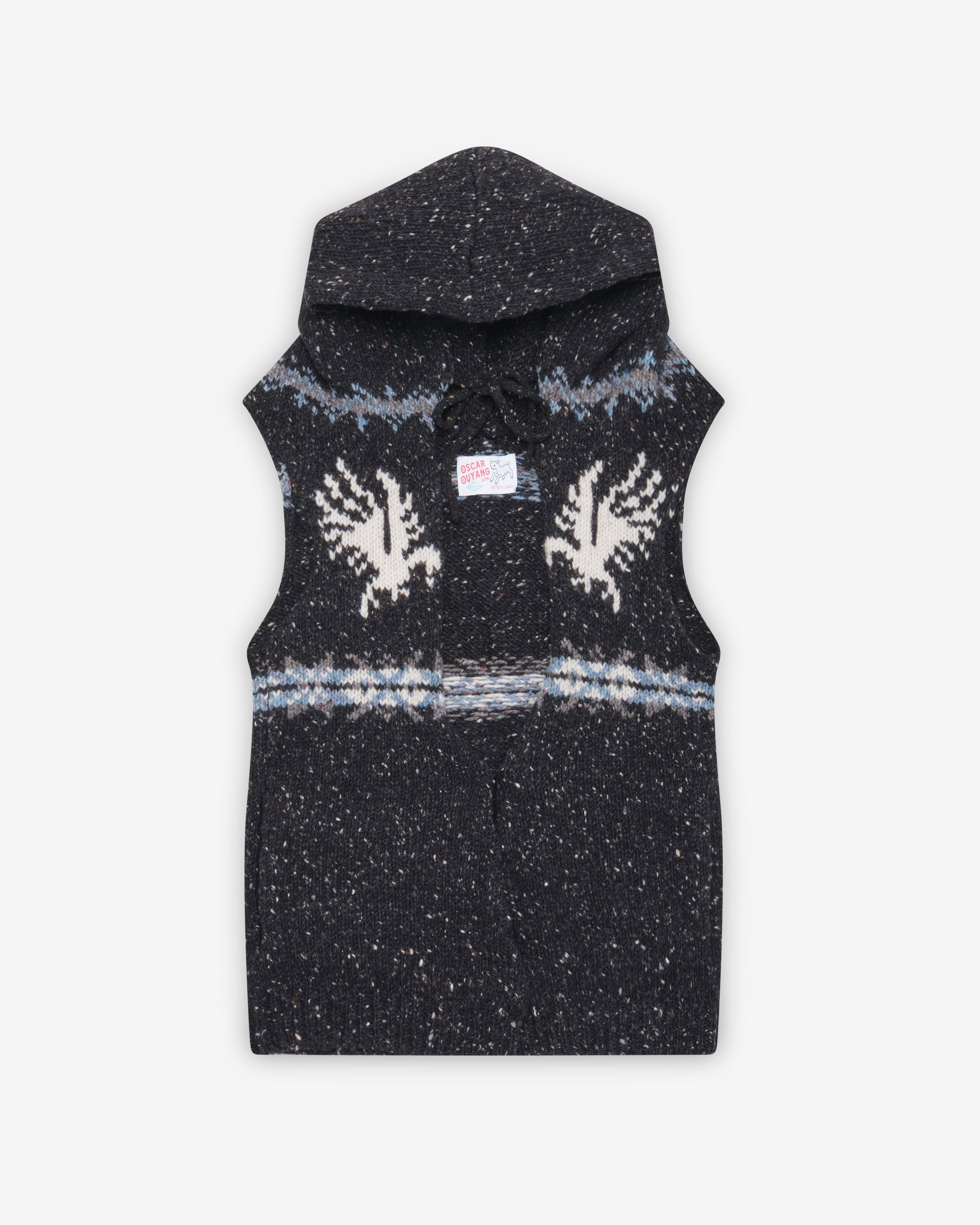 Oscar Ouyang - Men's Eagle Fair Isle Vest - (Black) by OSCAR OUYANG