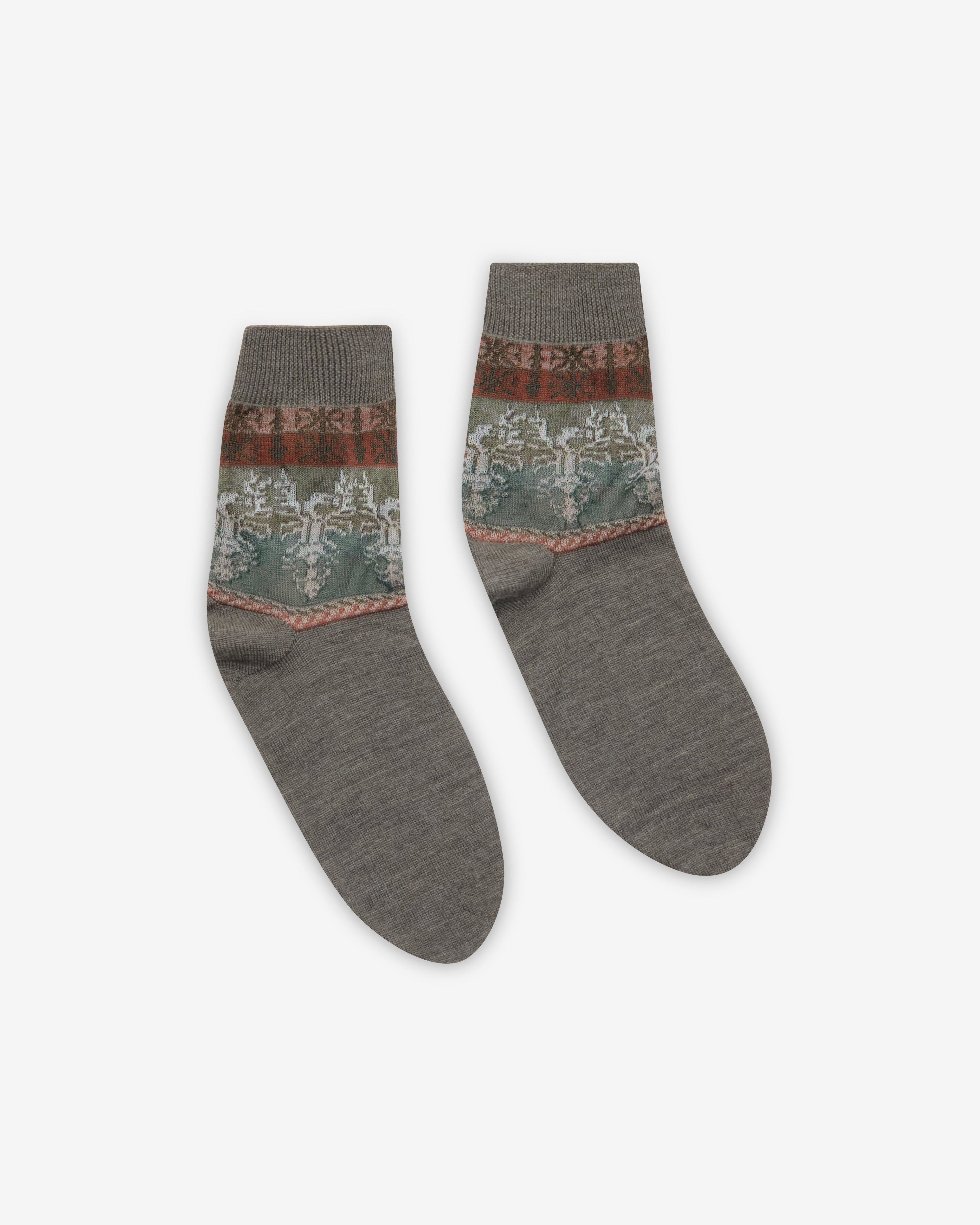 Oscar Ouyang - Men's Eagle Fairisle Socks - (Khaki) by OSCAR OUYANG