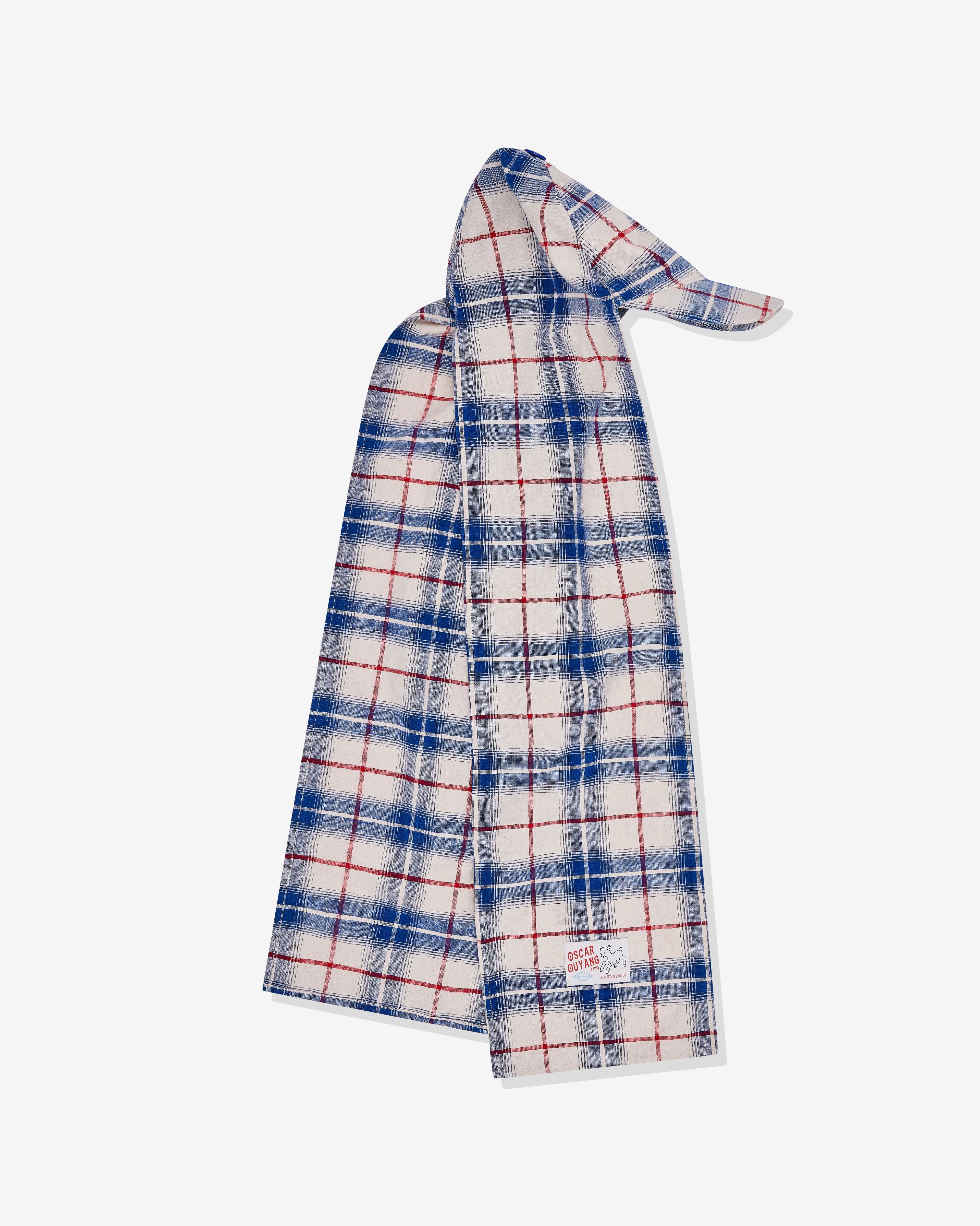 Oscar Ouyang - Women's Tartan Scarf Cap - (Blue) by OSCAR OUYANG