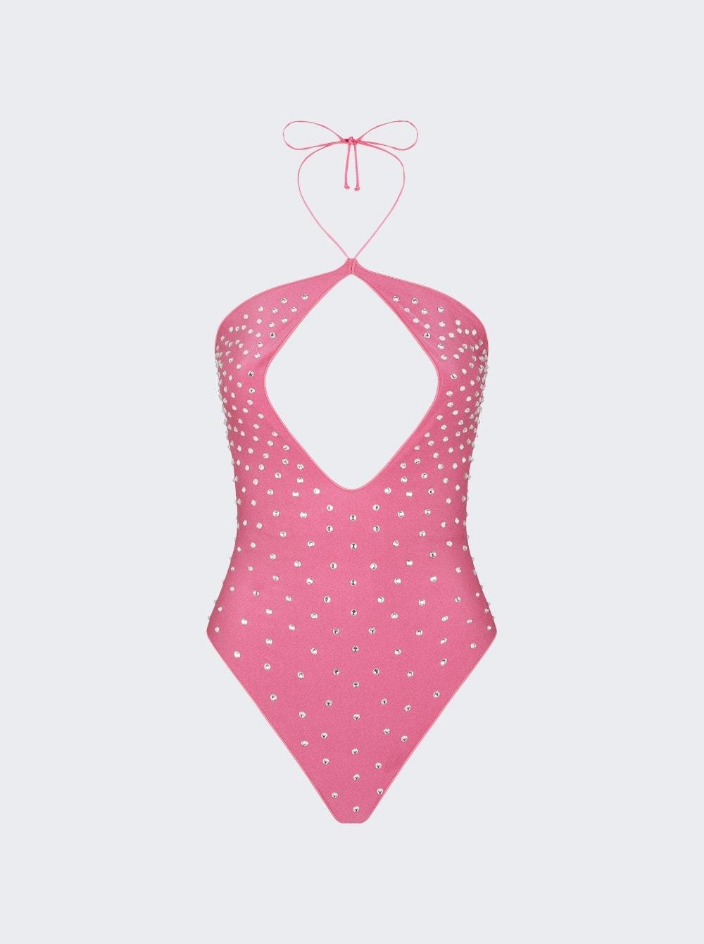 Gem Necklace Maillot Flamingo Pink  | The Webster by OSEREE