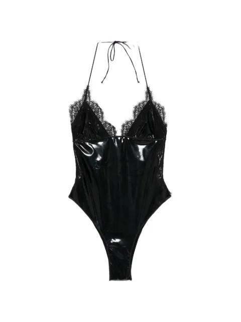 Latex lace-trim swimsuit by OSEREE