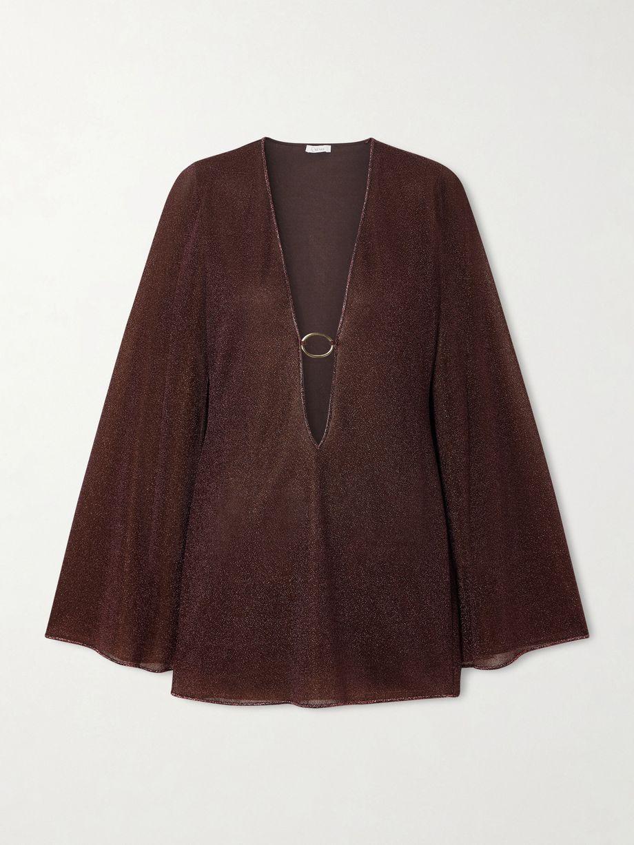 Lumière embellished metallic stretch-knit kaftan by OSEREE