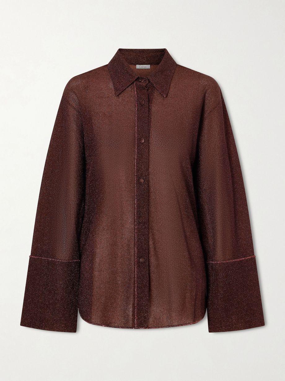 Lumière metallic stretch-knit shirt by OSEREE
