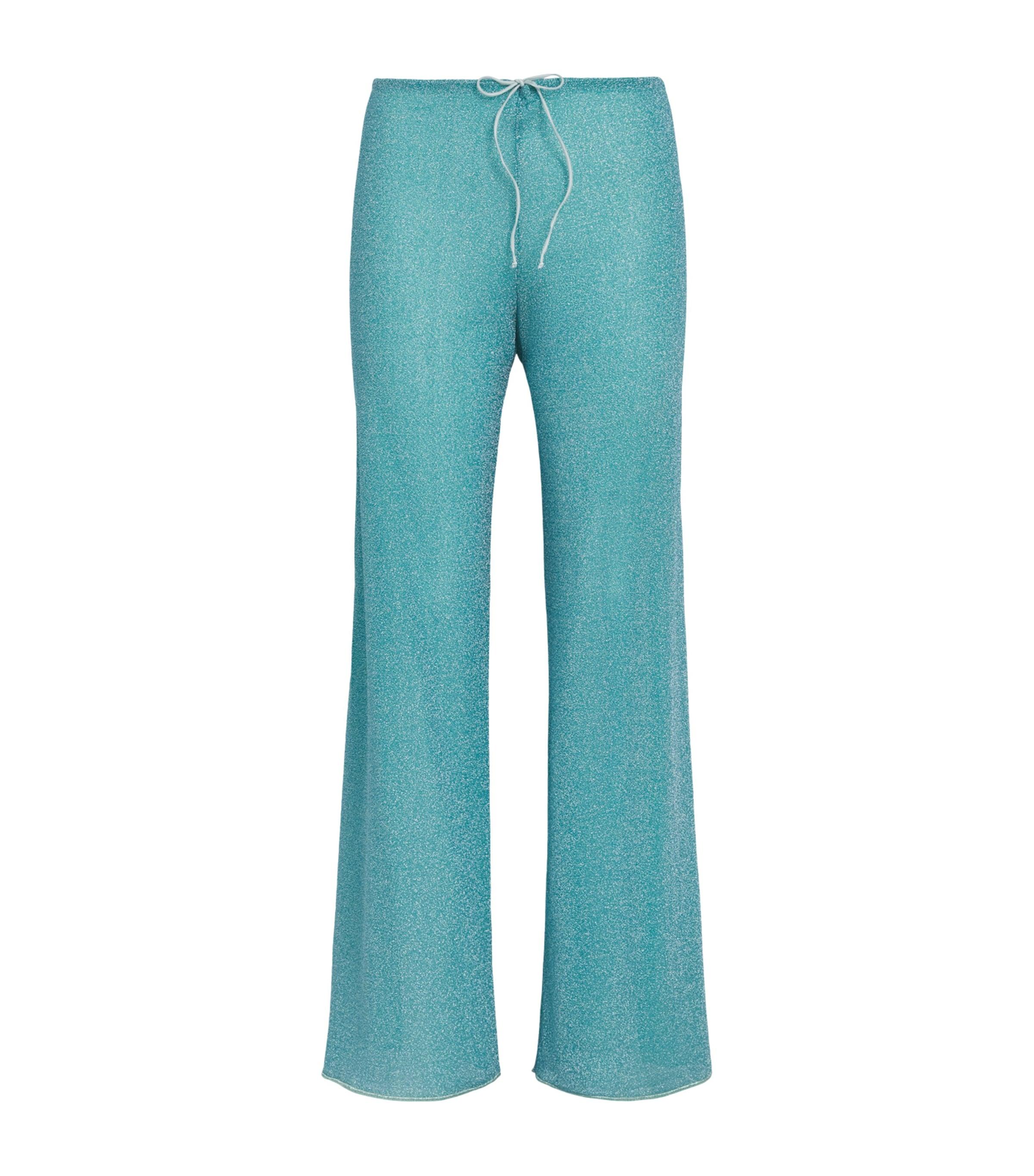 Oséree Metallic Lumière Wide-Leg Trousers by OSEREE