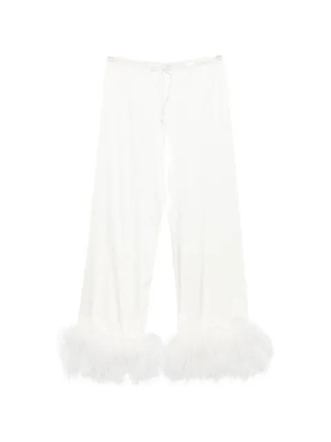 feather-trim drawstring trousers by OSEREE