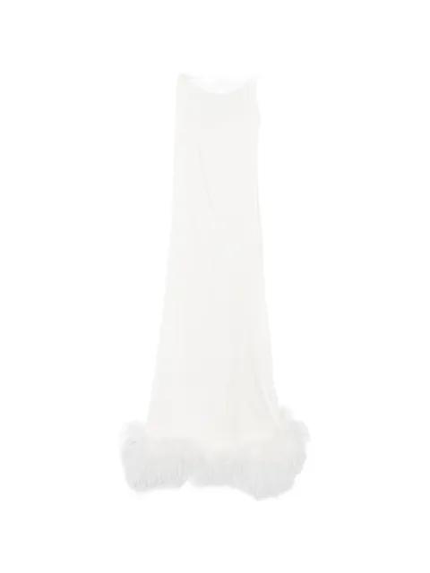 feather-trim midi dress by OSEREE