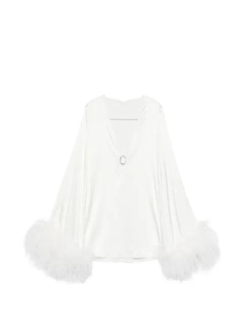 feather-trim mini dress by OSEREE