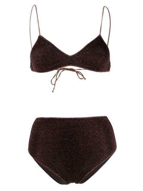 metallic-detail two-piece bikini by OSEREE