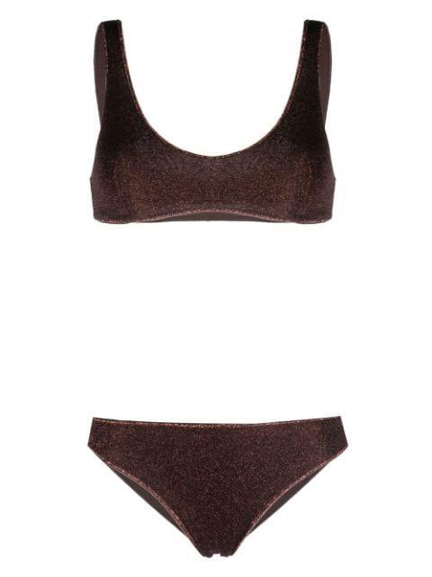 metallic-thread scoop bikini by OSEREE