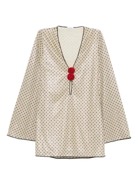 polka-dot rose-detail beachwear by OSEREE