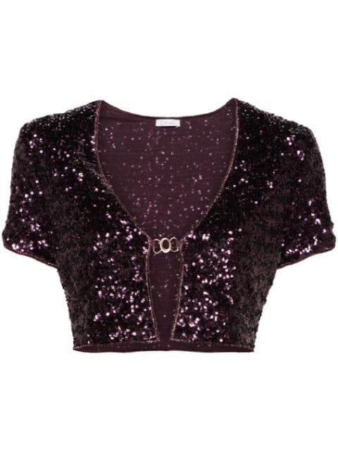 sequinned cropped cardigan by OSEREE