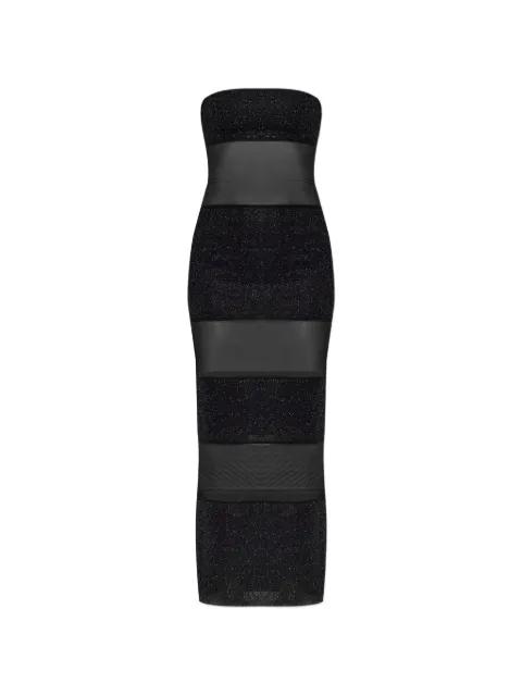 sheer-panel strapless maxi dress by OSEREE