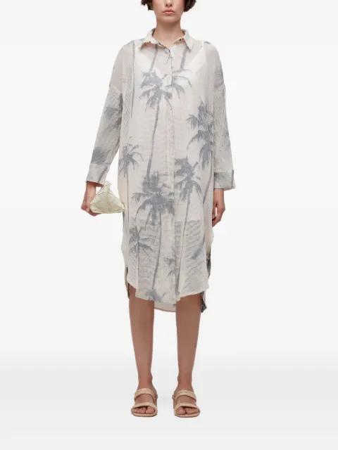 Coqueiro palm-tree print shirt midi dress by OSKLEN Coqueiro palm-tree print shirt midi dress by OSKLEN