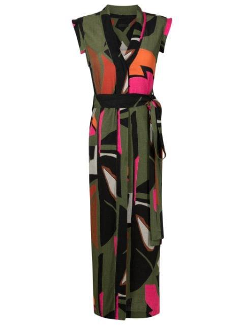 Foliage-print wrap maxi dress by OSKLEN