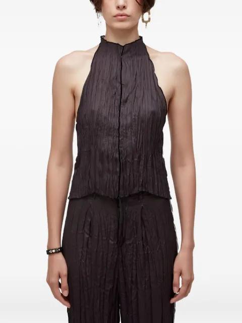 raglan pleated satin top by OSKLEN