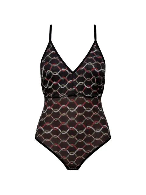 rope-print V-neck bodysuit by OSKLEN rope-print V-neck bodysuit by OSKLEN